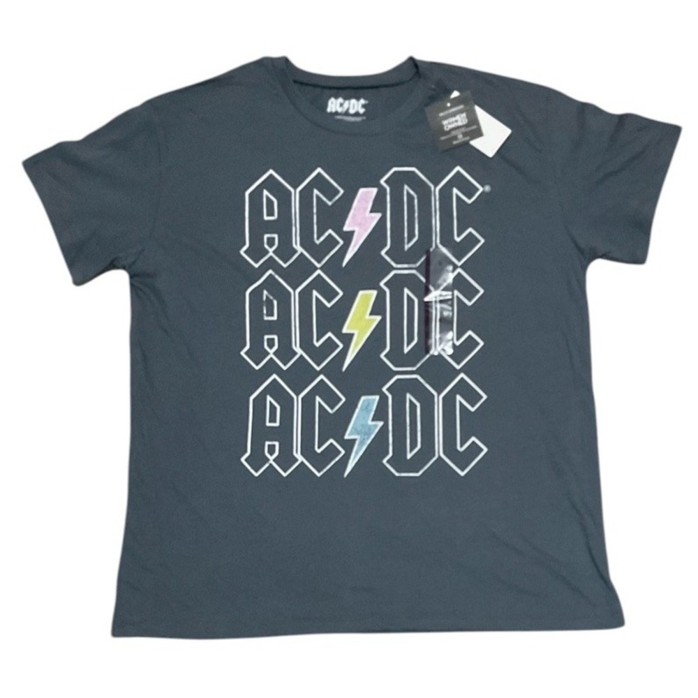 NWT AC/DC Rock Band Tee Shirt Gray Womens XL
